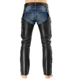 Dean Men's Black Genuine Leather Motorcycle Chaps