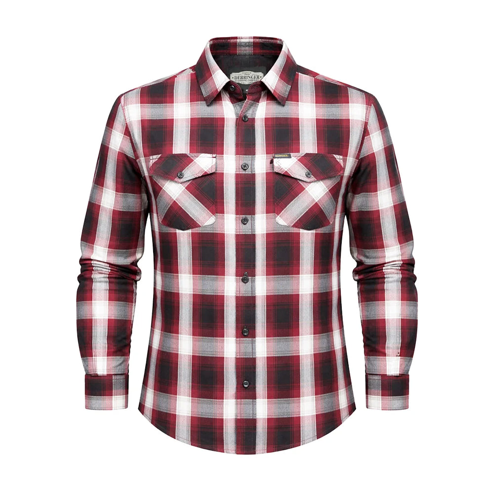 Men's Black & Orange Long Sleeve Cotton Flannel Shirt