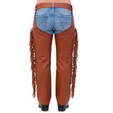 Sheriff Men's Brown Leather Motorcycle Chaps