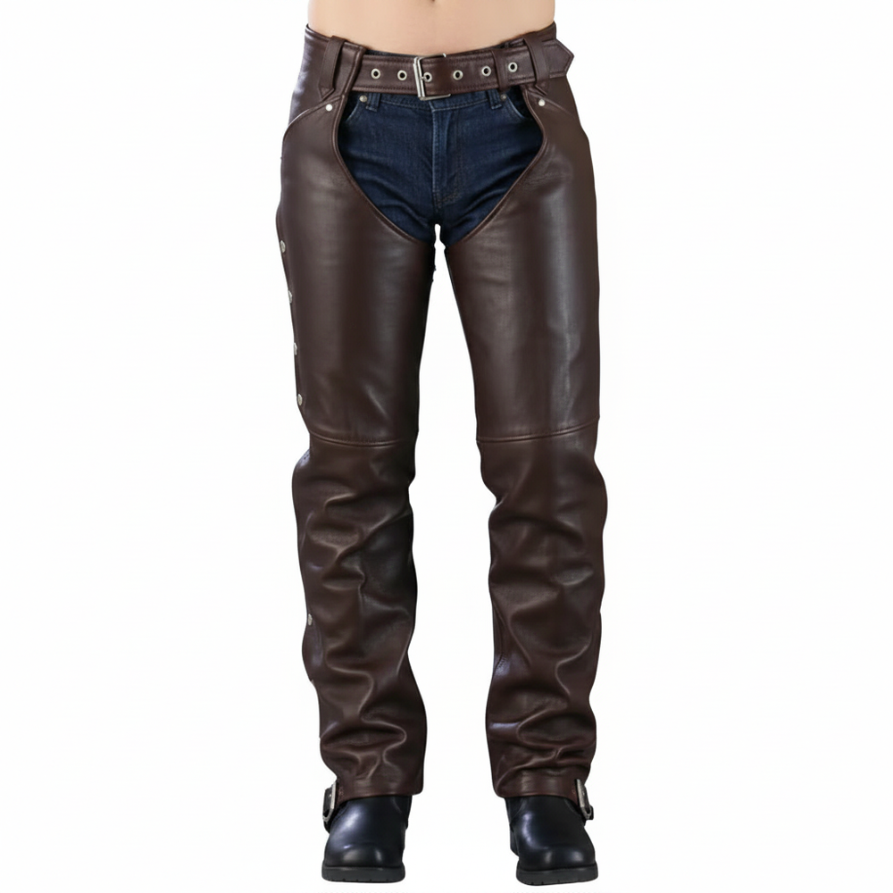 Nomad Nebula Men's Black Leather Biker Chaps