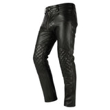 Men's Black Biker Style Leather Chaps with Quilted Padding