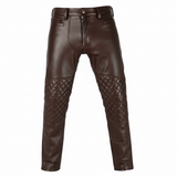Men's Black Biker Style Leather Chaps with Quilted Padding