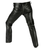 Men's Black Biker Style Leather Chaps with Quilted Padding