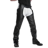 Rraiden Men's Black Leather Motorcycle Chaps
