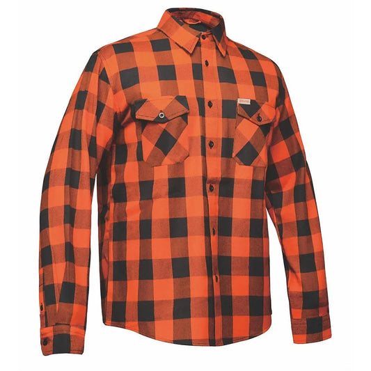 Men's Black & Orange Long Sleeve Cotton Flannel Shirt