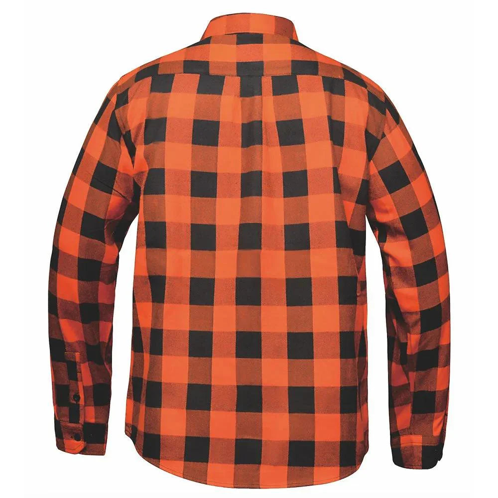 Men's Black & Orange Long Sleeve Cotton Flannel Shirt