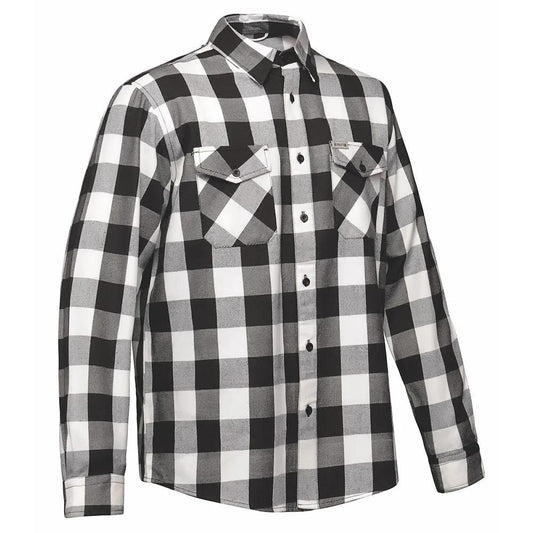 Men's Black & White Long Sleeve Cotton Flannel Shirt