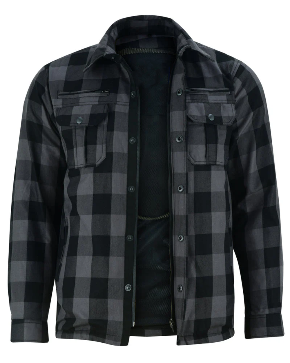 Men's Long Sleeve Motorcycle Flannel Shirt