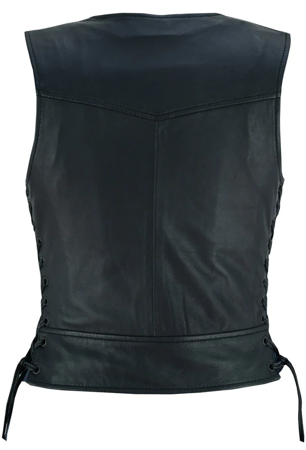 Raven Women's Genuine Leather Motorcycle Vest