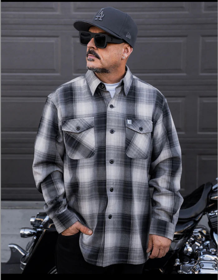 Shadow Men's Black & Grey Long Sleeve Flannel Shirt