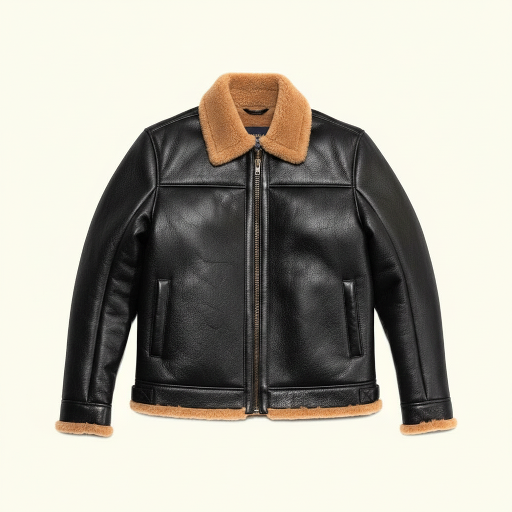 Shearling Genuine Leather Bomber Jacket