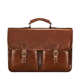The Royal Pursuit Handmade 17" Genuine Leather Laptop Briefcase Satchel