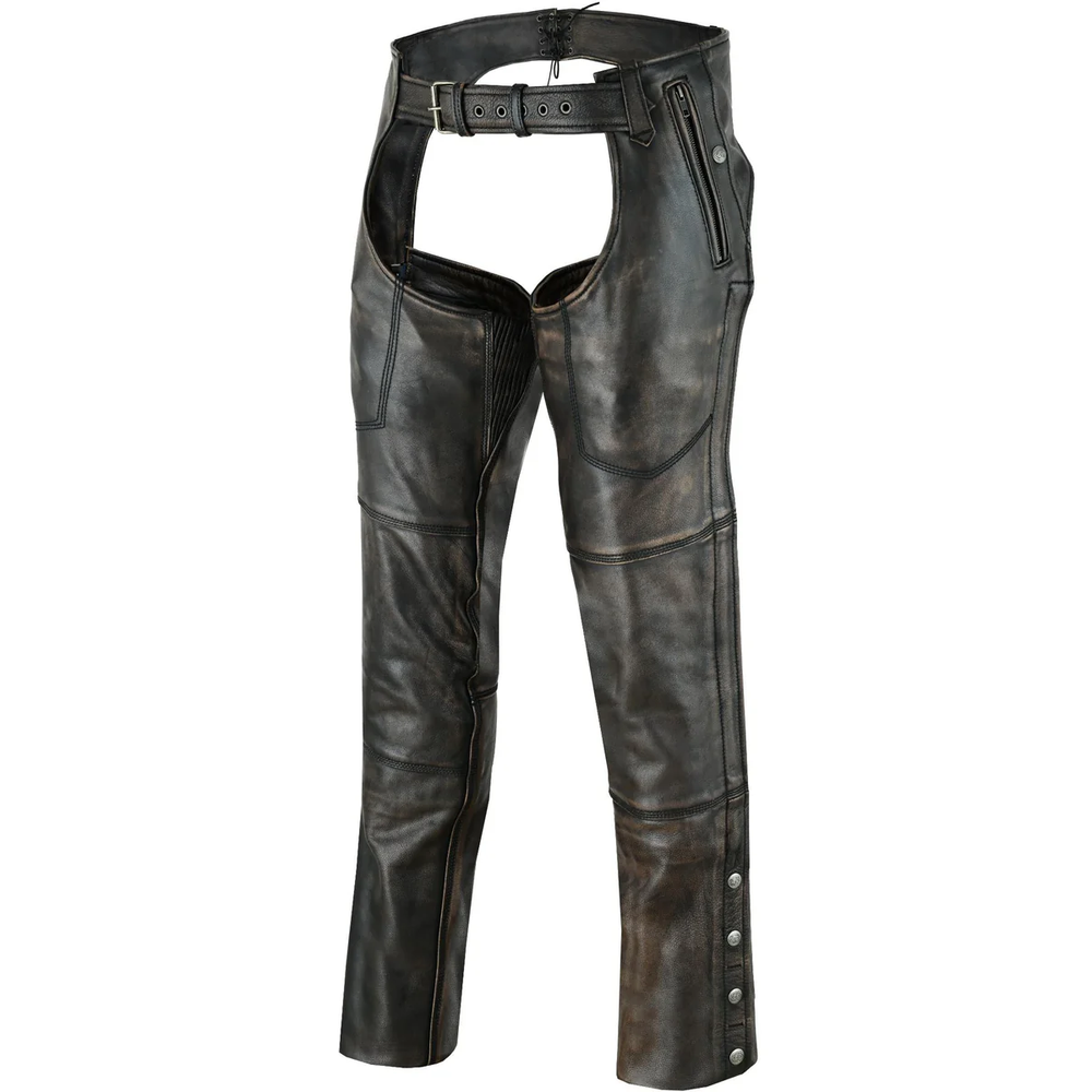 Unisex Genuine Leather Motorcycle Chaps