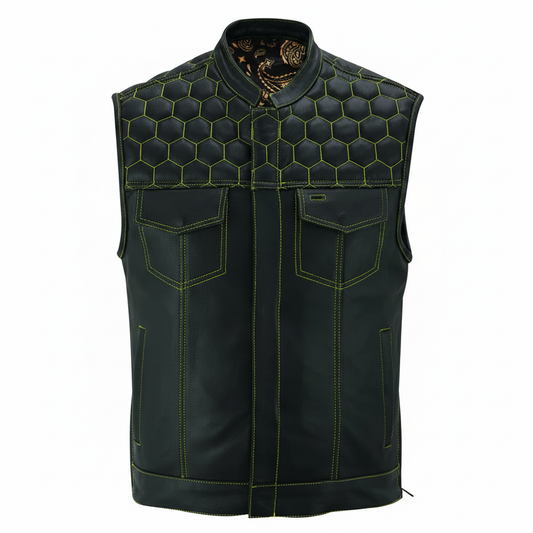 Auric Men's Genuine Leather Motorcycle Vest
