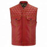 Auric Men's Genuine Leather Motorcycle Vest