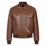 Men's Classic Genuine Leather Bomber Jacket