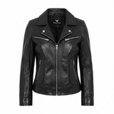 Women's Dark Brown Genuine Leather Motorcycle Jacket