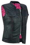 Women Genuine Leather Motorcycle Vest