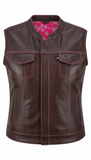 Women Genuine Leather Motorcycle Vest
