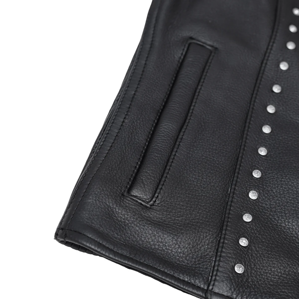 Women Genuine Leather Motorcycle Vest
