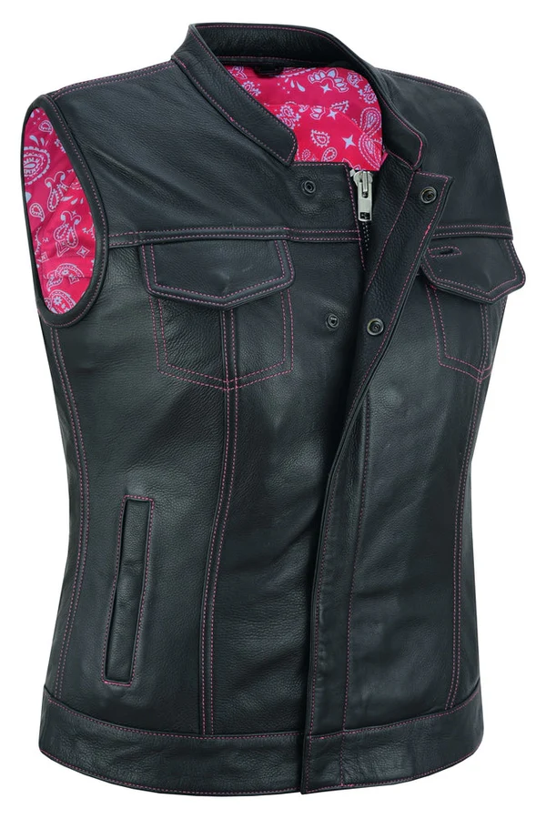 Women Genuine Leather Motorcycle Vest