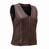 Women Genuine Leather Motorcycle Vest