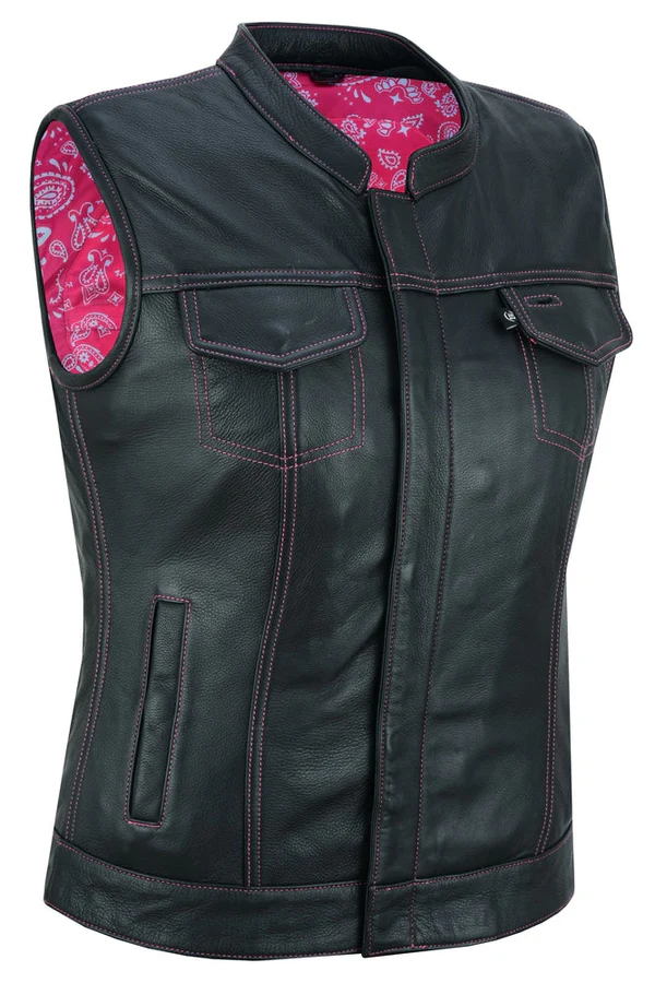 Women Genuine Leather Motorcycle Vest