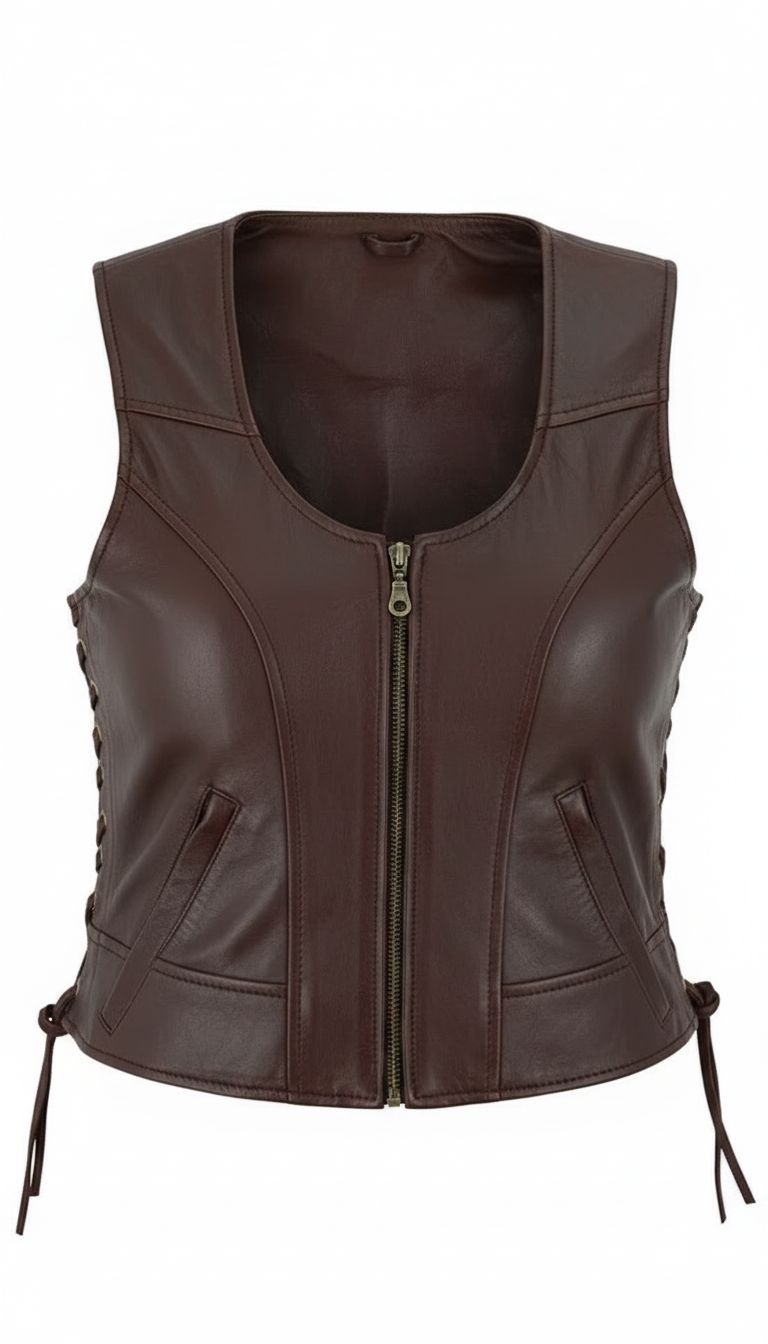 Women's Genuine Leather Motorcycle Vest