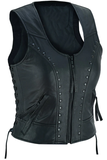 Women's Genuine Leather Motorcycle Vest
