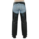 Horza Women's Black Genuine Leather Motorcycle Chaps