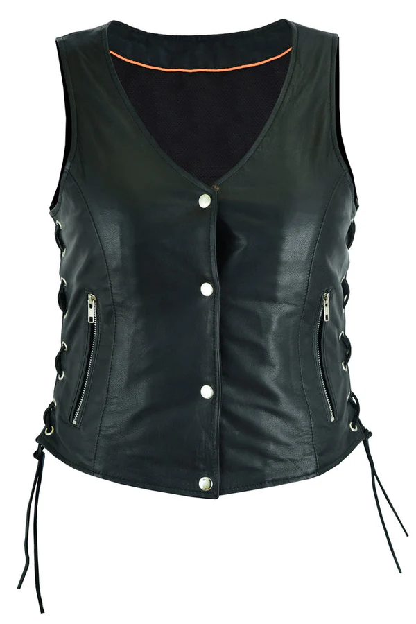 Women's Genuine Leather Motorcycle Vest