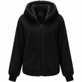 Women's Short Faux Fur Shearling Fleece Jacket – White