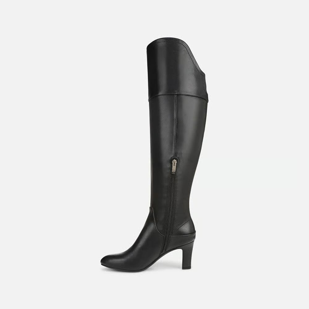 Women's Wide Calf Genuine Leather Knee-High Dress Boots