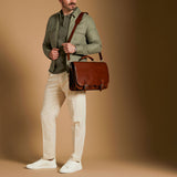 The Royal Vault Handmade Genuine Leather Briefcase Satchel Bag