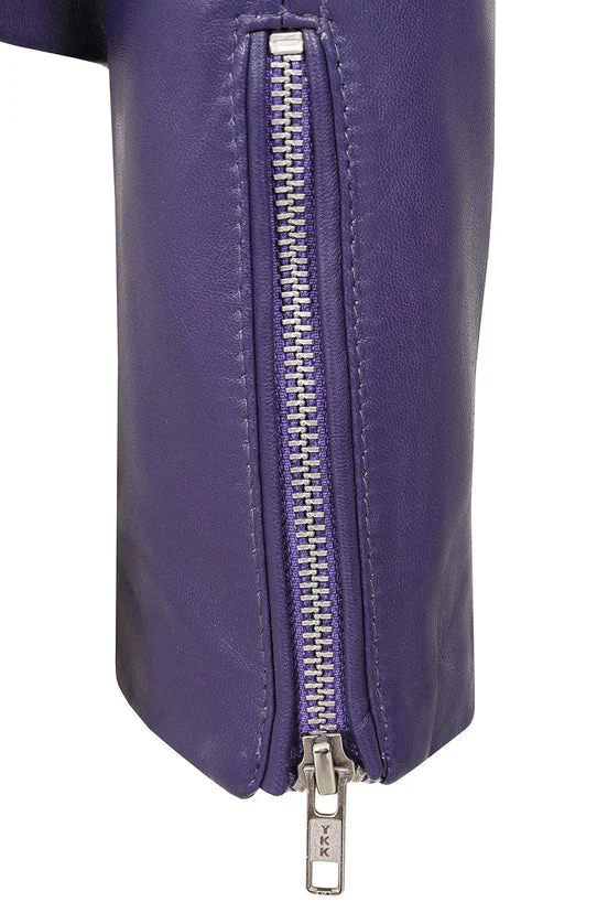 Women’s Purple Biker Leather Jacket – Premium Leather
