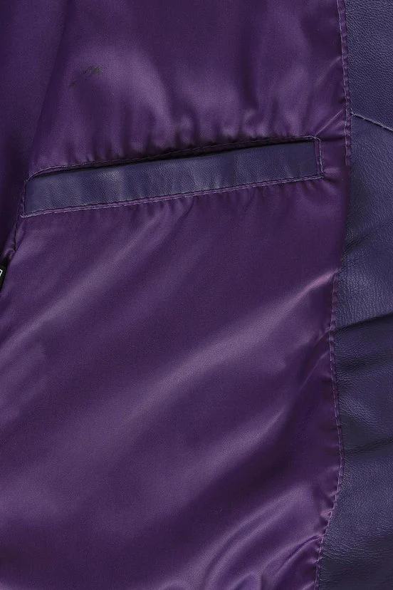 Women’s Purple Biker Leather Jacket – Premium Leather