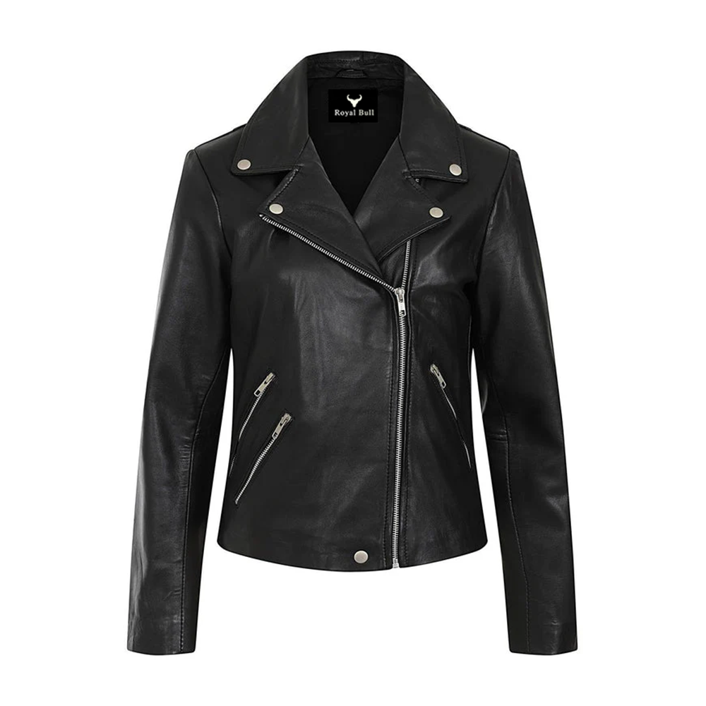 Women's Asymmetrical Black Leather Moto Jacket