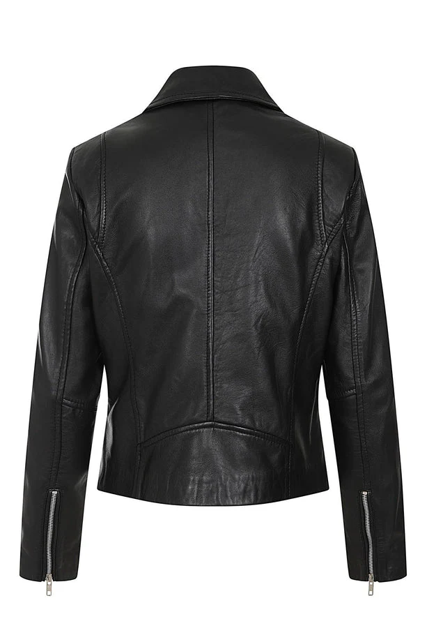 Women's Asymmetrical Black Leather Moto Jacket