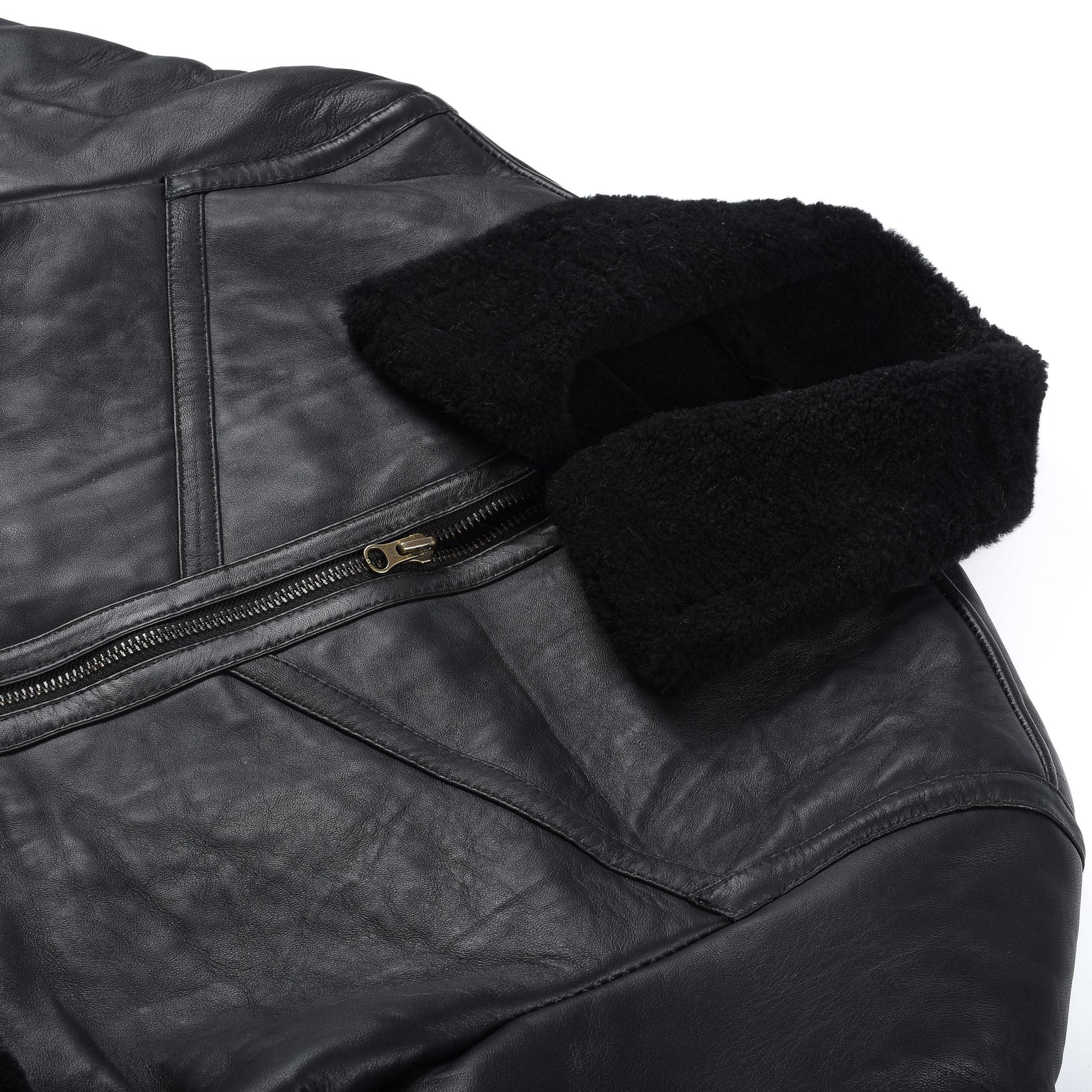 Men's Genuine Shearling flight Bomber Sheepskin Leather Jacket