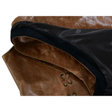 Women's Brown Zippered Leather Motorcycle Vest with Lacing Details