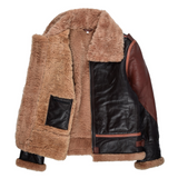 Men's Black RAF Aviator Airforce Sheepskin Shearling Leather Jacket