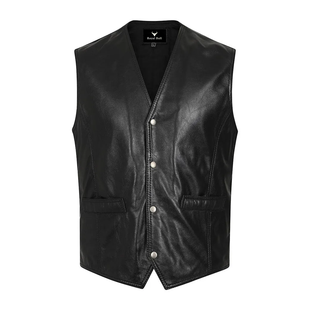 Men’s Classic Black Leather Waistcoat – Timeless Style
