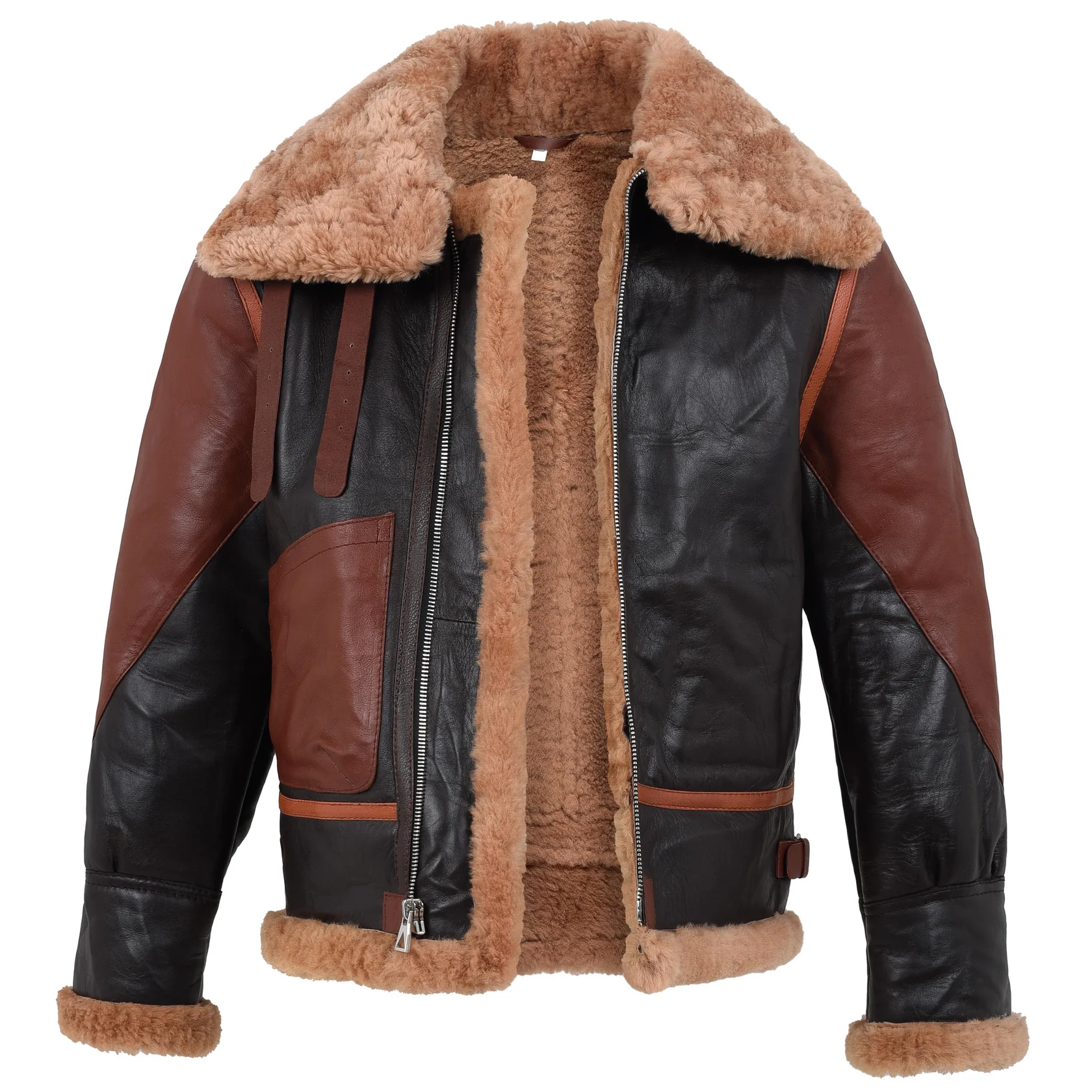 Men's Black RAF Aviator Airforce Sheepskin Shearling Leather Jacket
