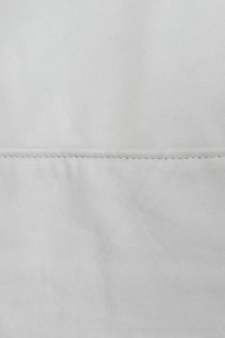 Men’s White Genuine Leather Biker Jacket – Classic Design