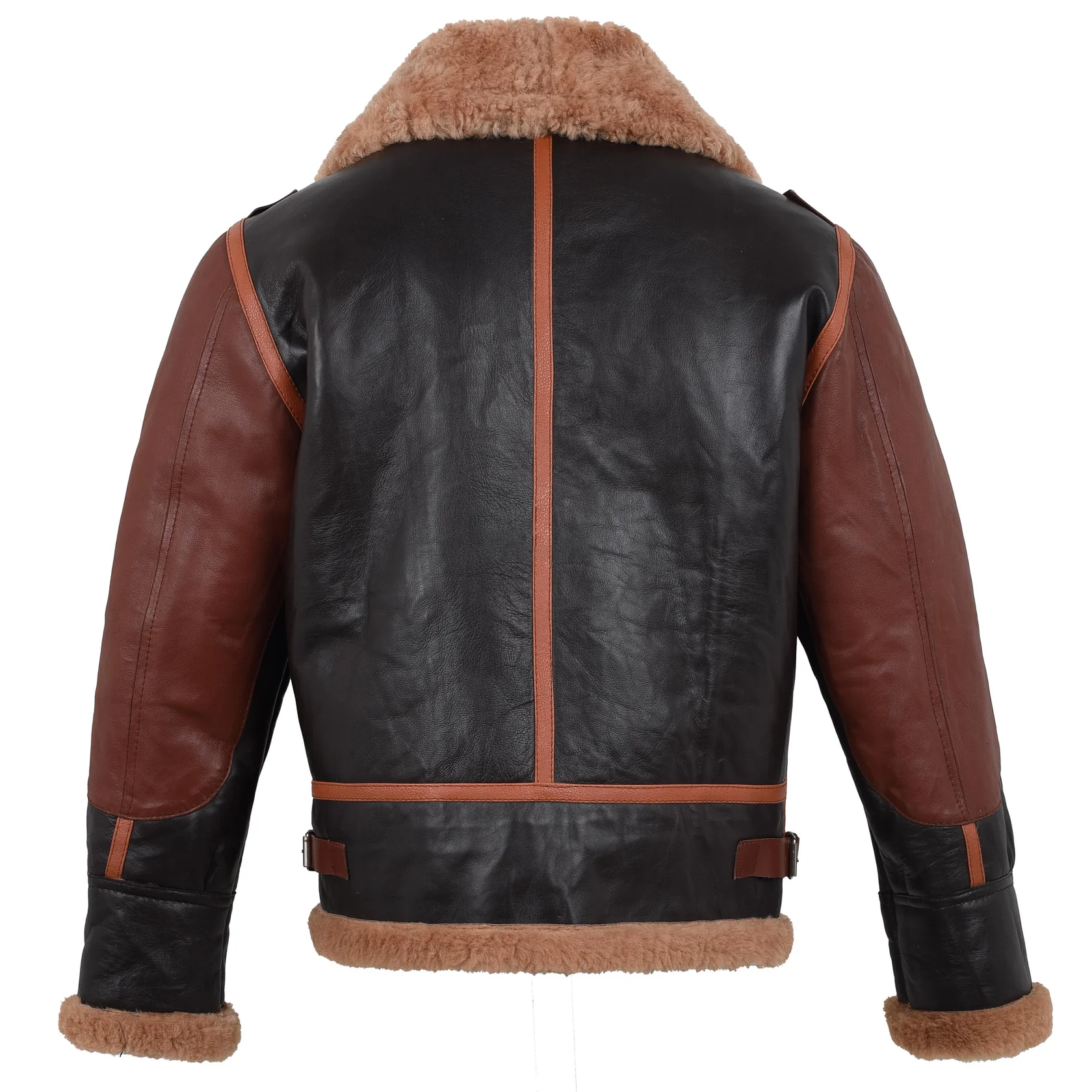 Men's Black RAF Aviator Airforce Sheepskin Shearling Leather Jacket