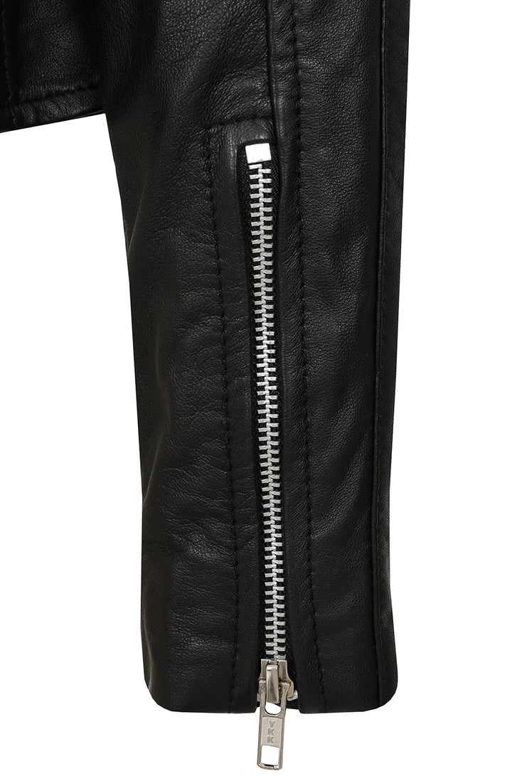 Women's Bold Cropped Black Biker Leather Jacket
