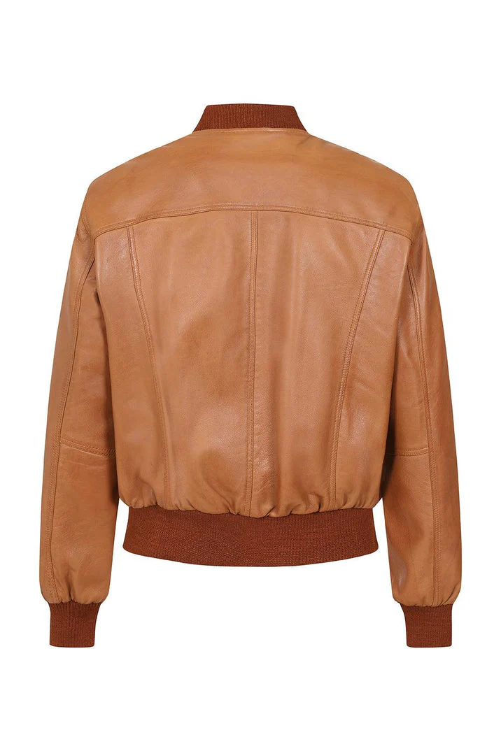 Men's Tan Leather Bomber Jacket – Style & Comfort