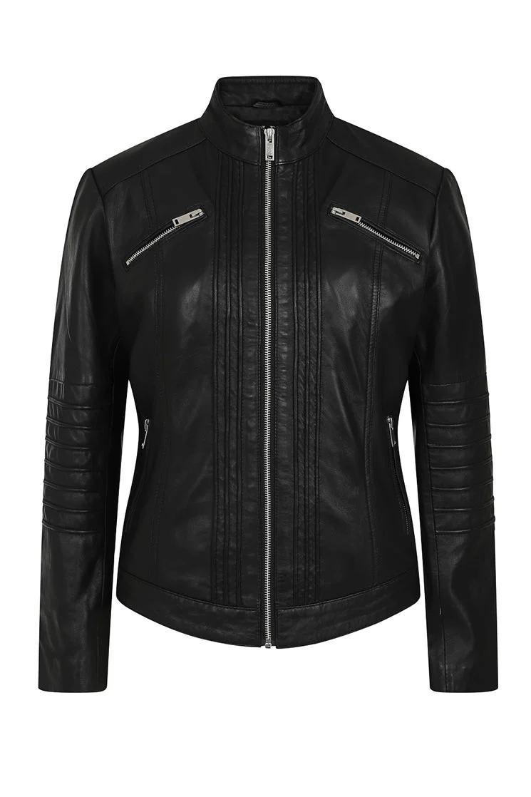 Stand Collar Leather Motorcycle Jacket