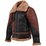 Men's Black RAF Aviator Airforce Sheepskin Shearling Leather Jacket