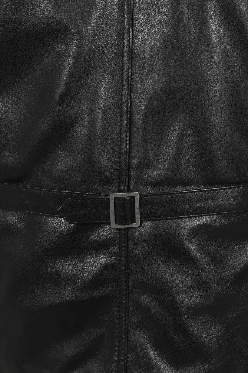 Men’s Classic Black Leather Waistcoat – Timeless Style